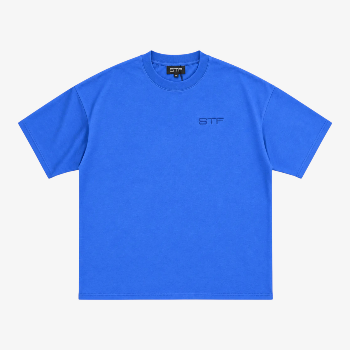 STF tonal embroidered T-shirt in royal blue, front view Main image