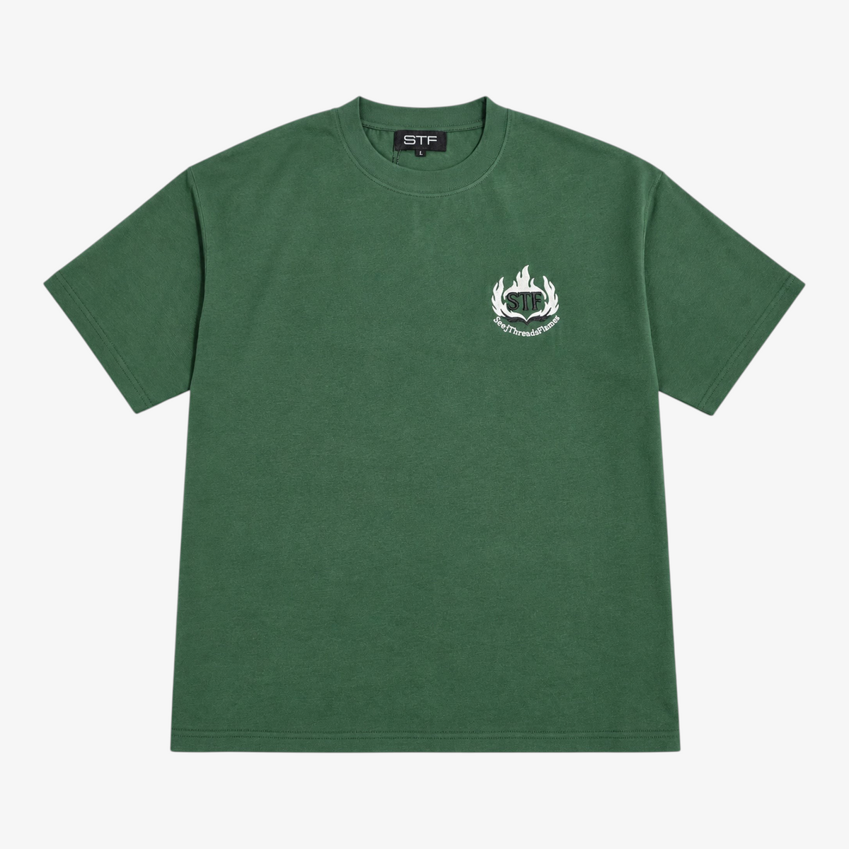 STF forest green flame T-shirt front Main image