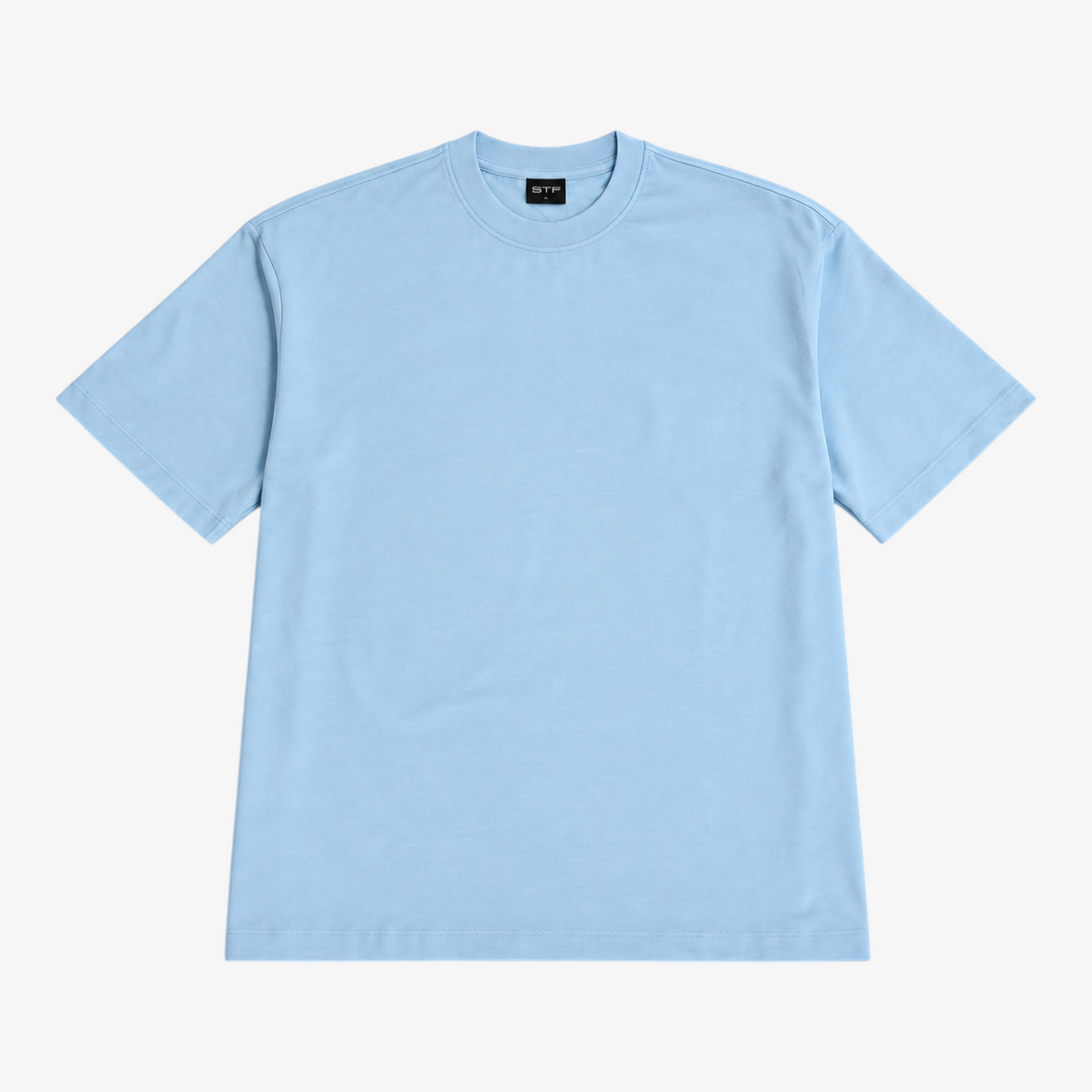 STF Leroy–Prince oversized T-shirt in lichtblauw — plat neergelegd, voorkant Hoofdafbeelding
