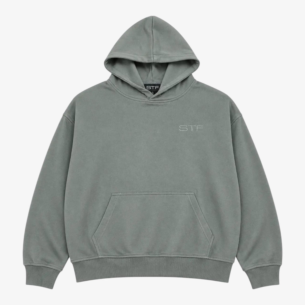 STF Mineral Grey Oversized Hoodie – front product view Hoofdafbeelding