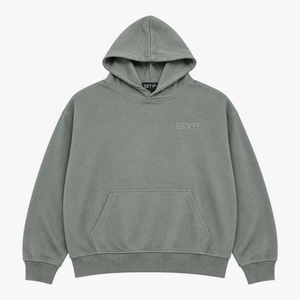 STF Mineral Grey Oversized Hoodie – front product view