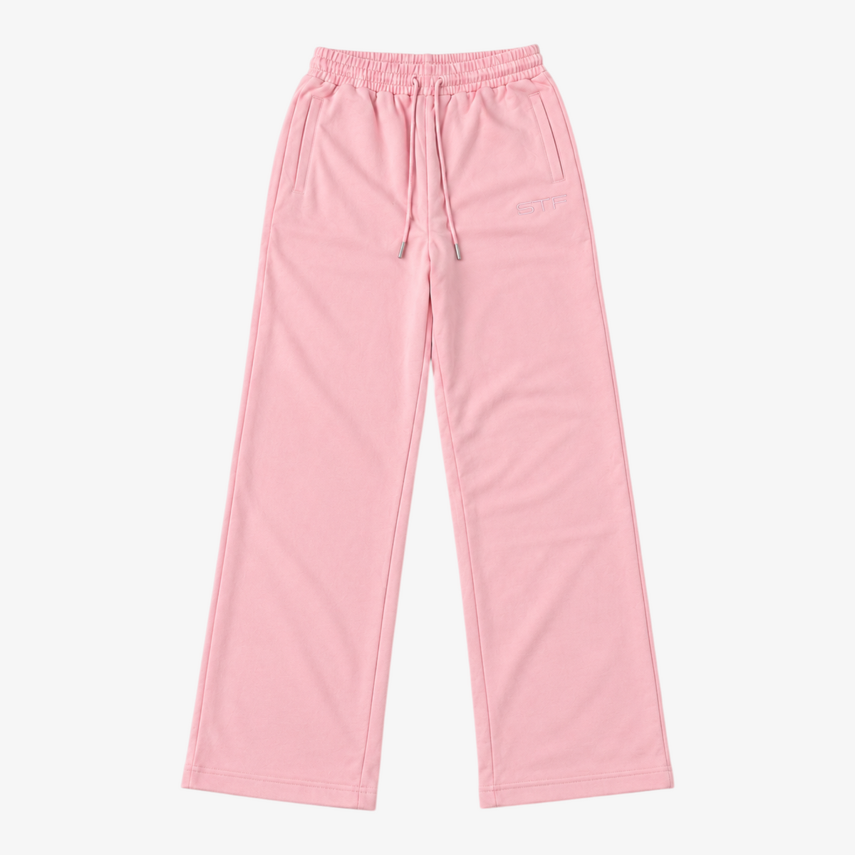 STF relaxed open-hem trousers in pink — Front flatlay Main image