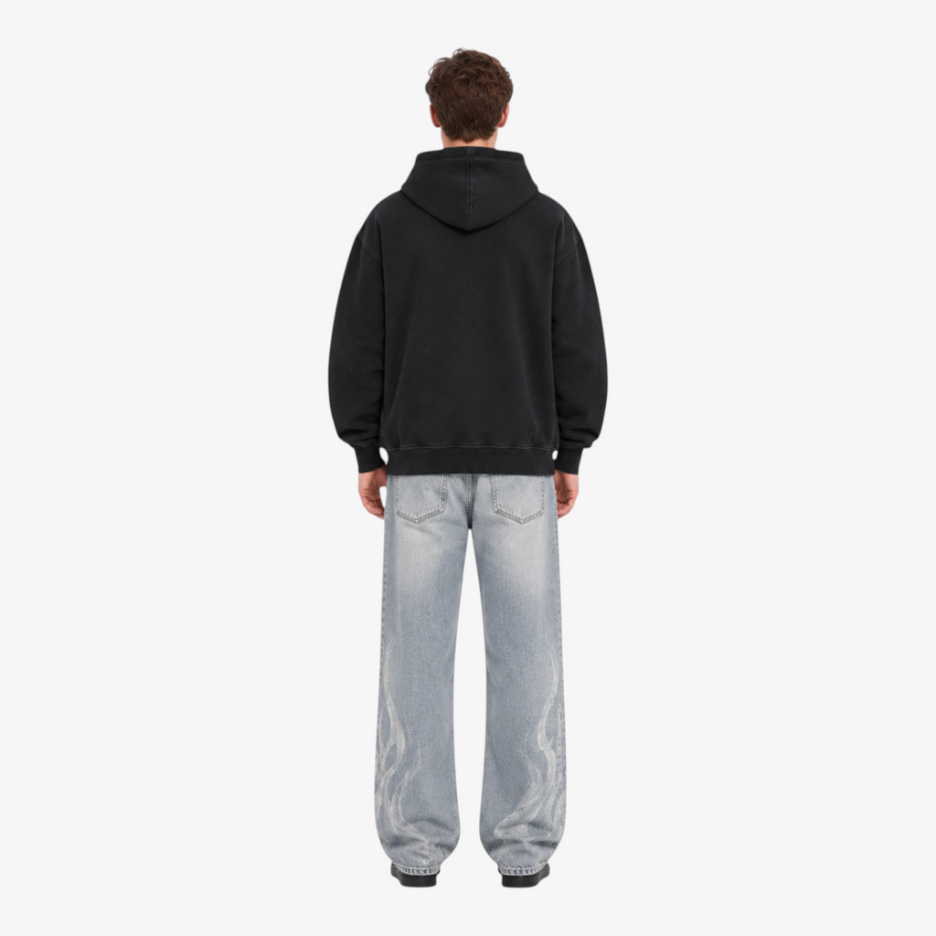 STF Black Oversized Hoodie – model back view