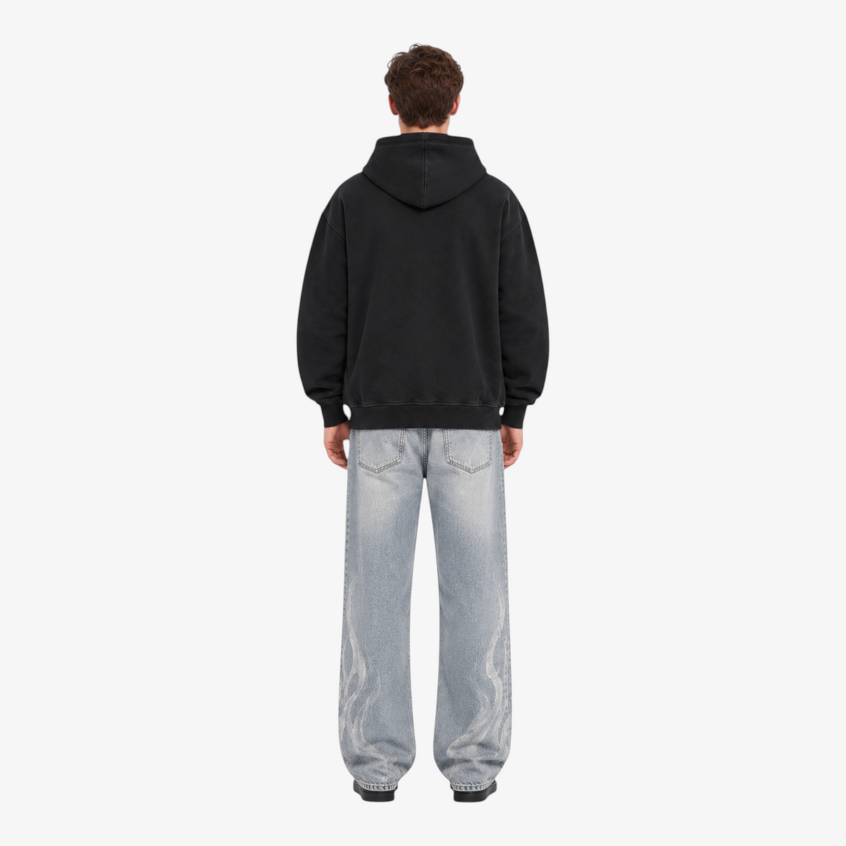 STF Black Oversized Hoodie – model back view