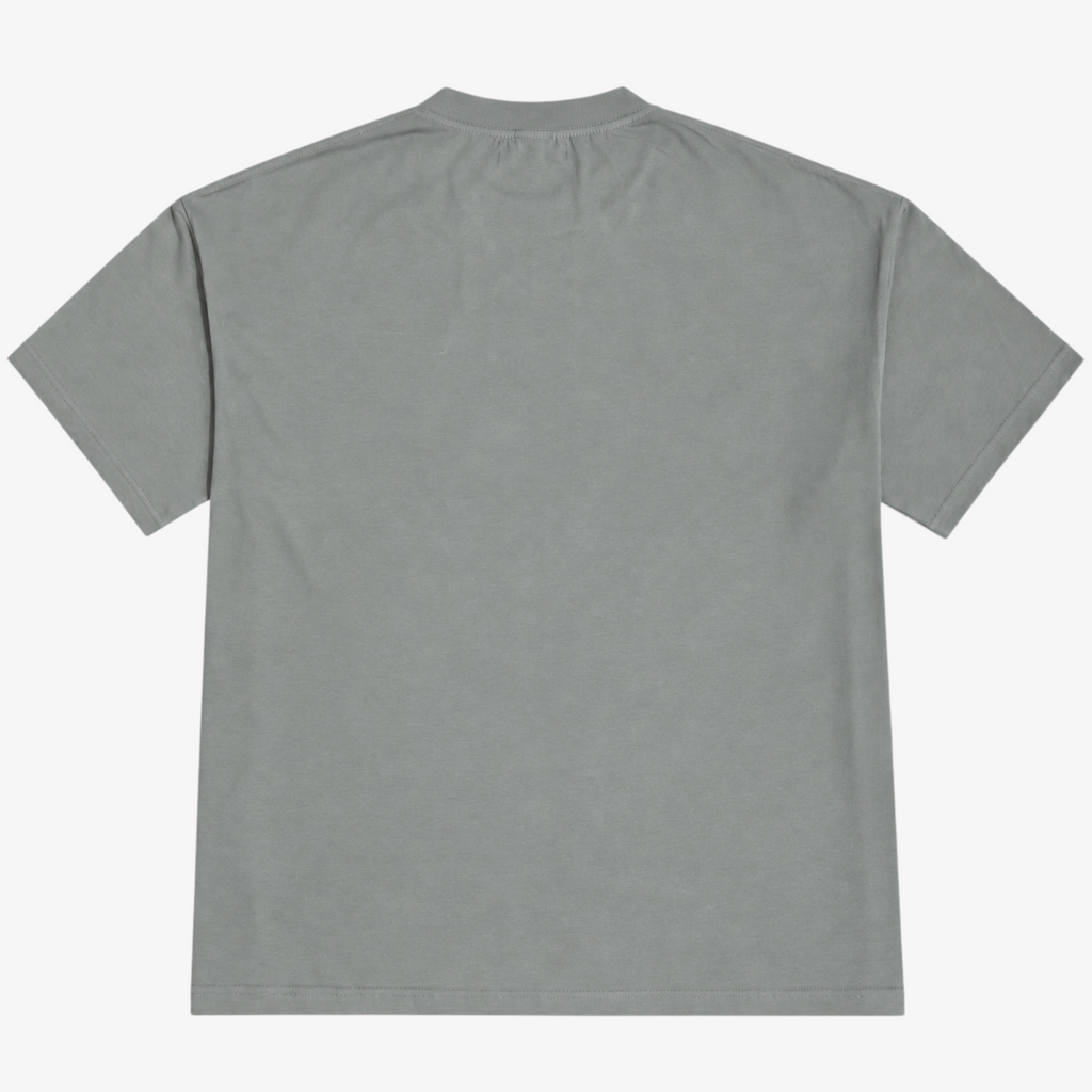STF sage-grey boxy oversized T-shirt back view