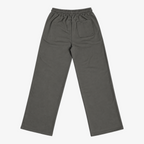 STF grey relaxed open-hem trousers — back flatlay