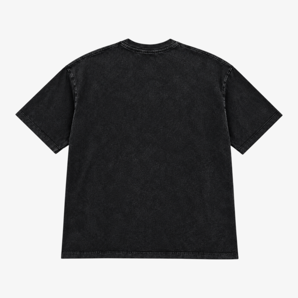STF No Signal graphic T-shirt in washed black — Plain back flat lay