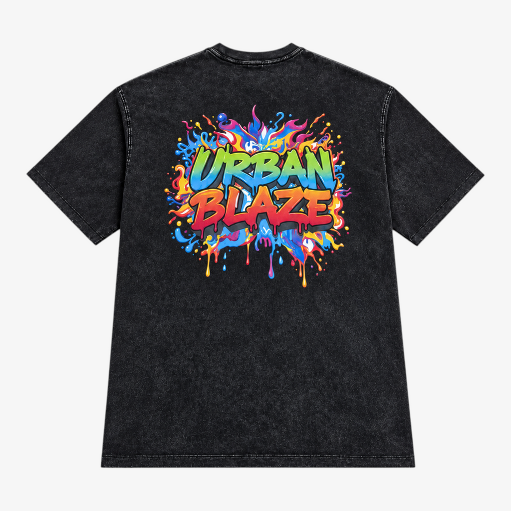 STF Urban Blaze washed black boxy oversized T-shirt — back