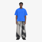 Male model wearing STF royal blue tonal embroidered T-shirt front