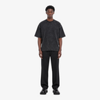 STF Spiral Graphic washed black boxy oversized T-shirt — male front