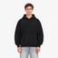 STF Black Oversized Hoodie – front fit detail