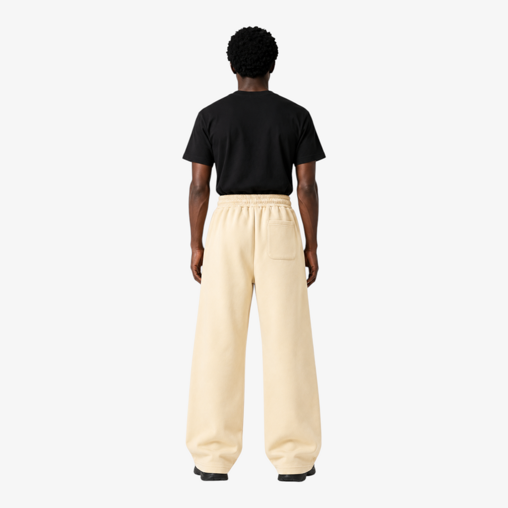 STF cream oversized wide-leg joggers — male model back
