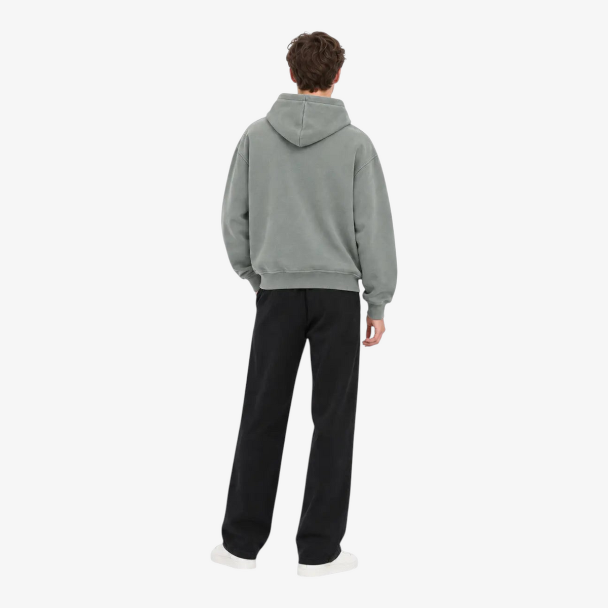 STF Mineral Grey Oversized Hoodie – full model back view