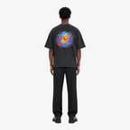 STF Spiral Graphic washed black boxy oversized T-shirt — male back