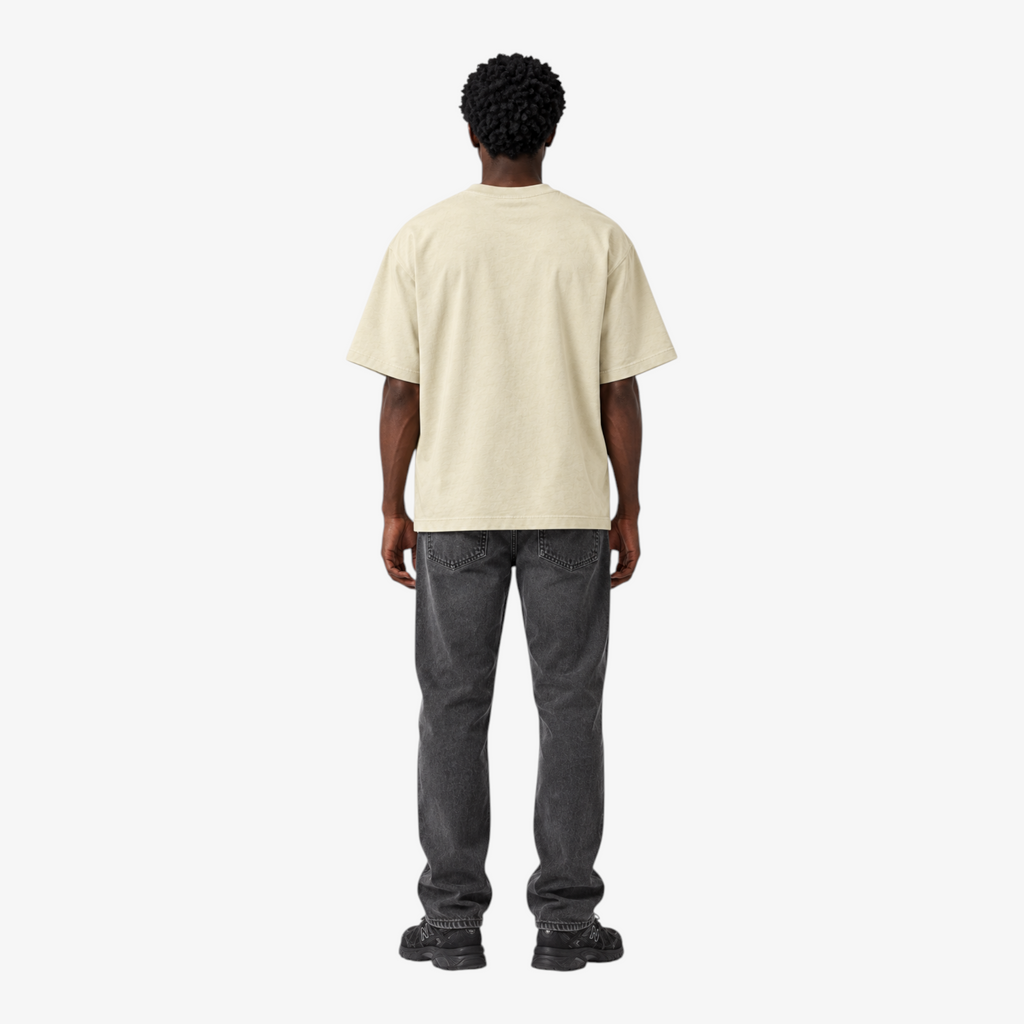 STF Statue Graphic T-shirt in cream — Male model back