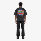 STF Urban Blaze washed black boxy oversized T-shirt — male back