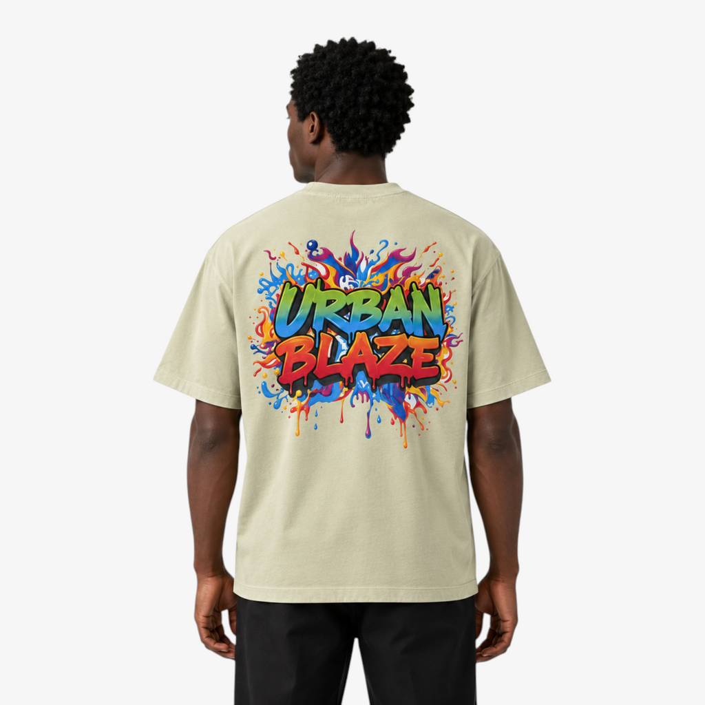 STF Urban Blaze T-shirt in washed cream — male back
