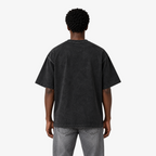 STF Weight of Time washed black boxy oversized T-shirt — male back view