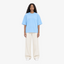 Female model wearing STF sky blue tonal embroidered T-shirt front