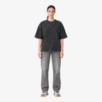STF Urban Blaze washed black boxy oversized T-shirt — female front