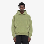 STF oversized olive hoodie fit and front detail
