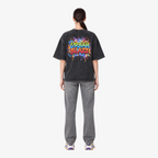 STF Urban Blaze washed black boxy oversized T-shirt — female back