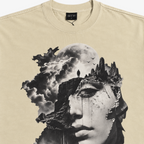 STF Dreamscape Graphic T-Shirt in Cream — Collar label and graphic print detail