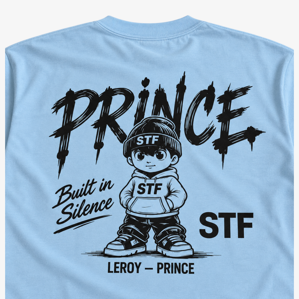 STF Leroy–Prince light blue oversized T-shirt — back print detail
