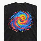 STF Spiral Graphic washed black boxy oversized T-shirt — graphic detail