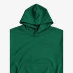 Green STF tonal oversized hoodie — Tonal STF embroidery detail