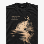 STF Weight of Time washed black boxy oversized T-shirt — graphic detail view