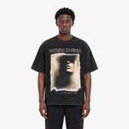 STF Nothing to Prove washed black boxy oversized T-shirt — male front closeup