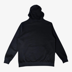 Seejthreadsflames (STF) black heavyweight cotton pullover hoodie with a relaxed fit and ribbed cuffs