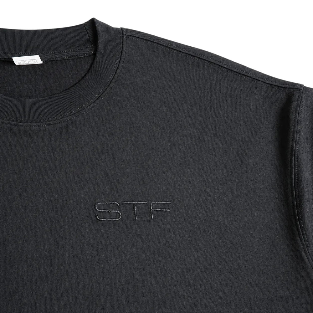 Black STF T-shirt with tonal embroidery