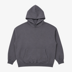 Seejthreadsflames (STF) charcoal grey heavyweight French terry oversized hoodie with tonal chest embroidery
