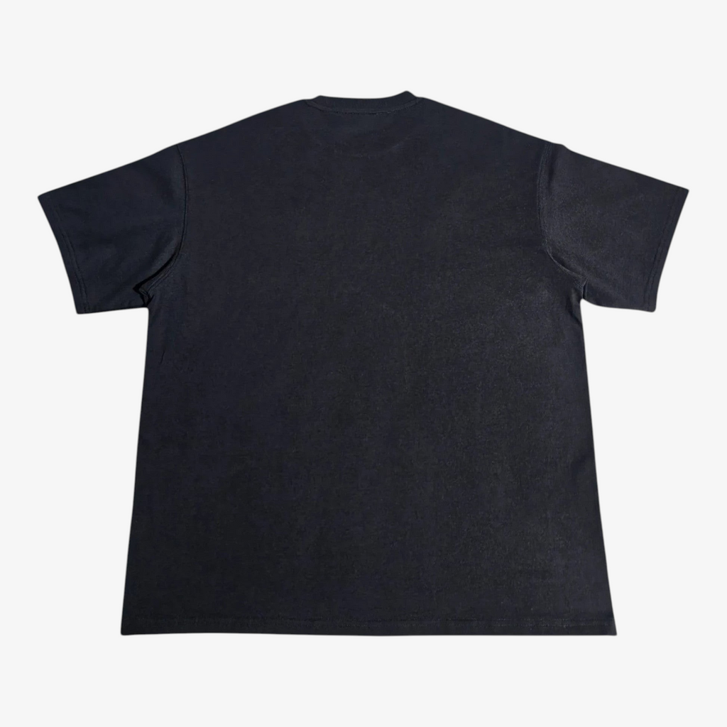 STF tonal embroidered T-shirt in black, back view