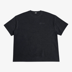 STF tonal embroidered T-shirt in black, front view