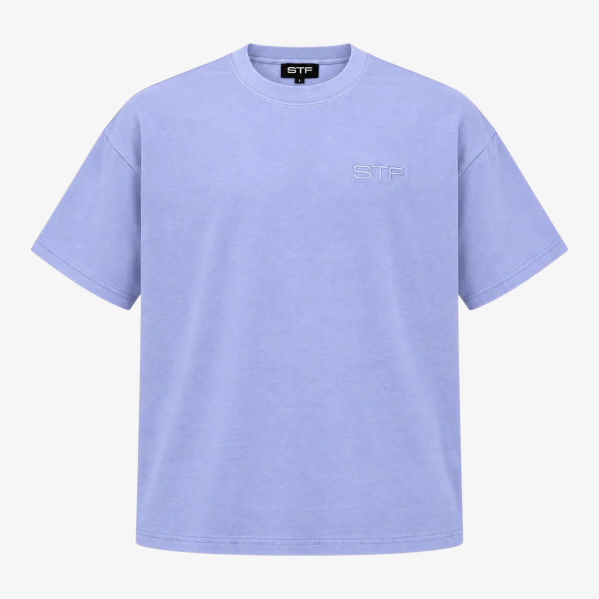 STF tonal embroidered T-shirt in lavender, front view Main image
