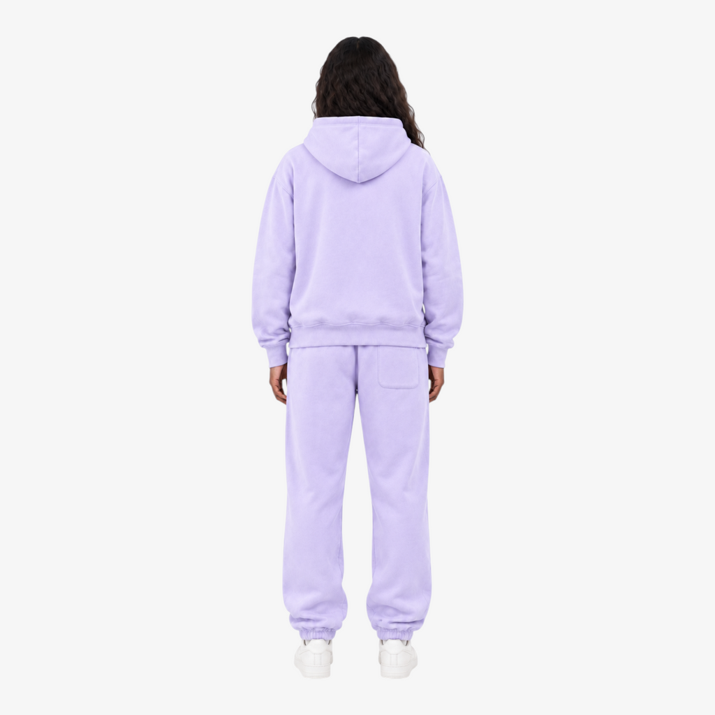 STF lavender oversized training set – female model back view
