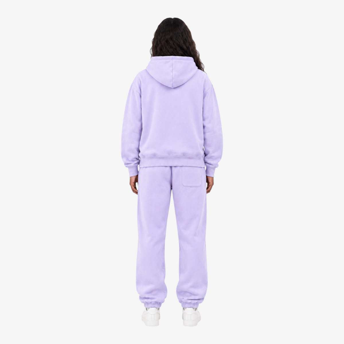 STF lavender oversized training set – female model back view