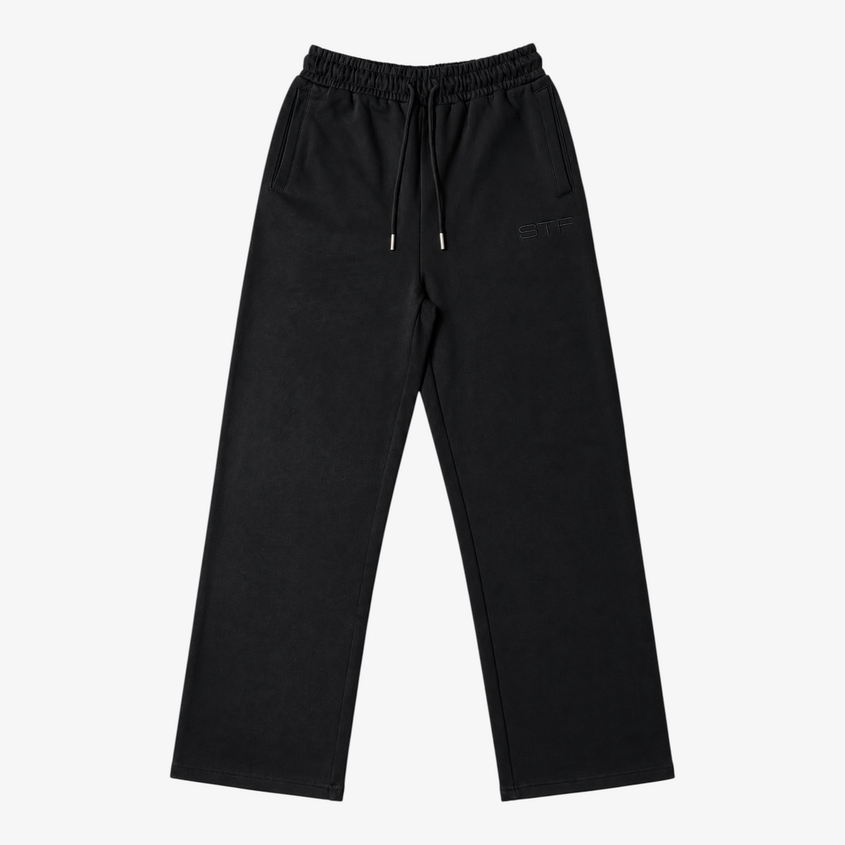 STF Washed Black Straight-Leg Joggers — front